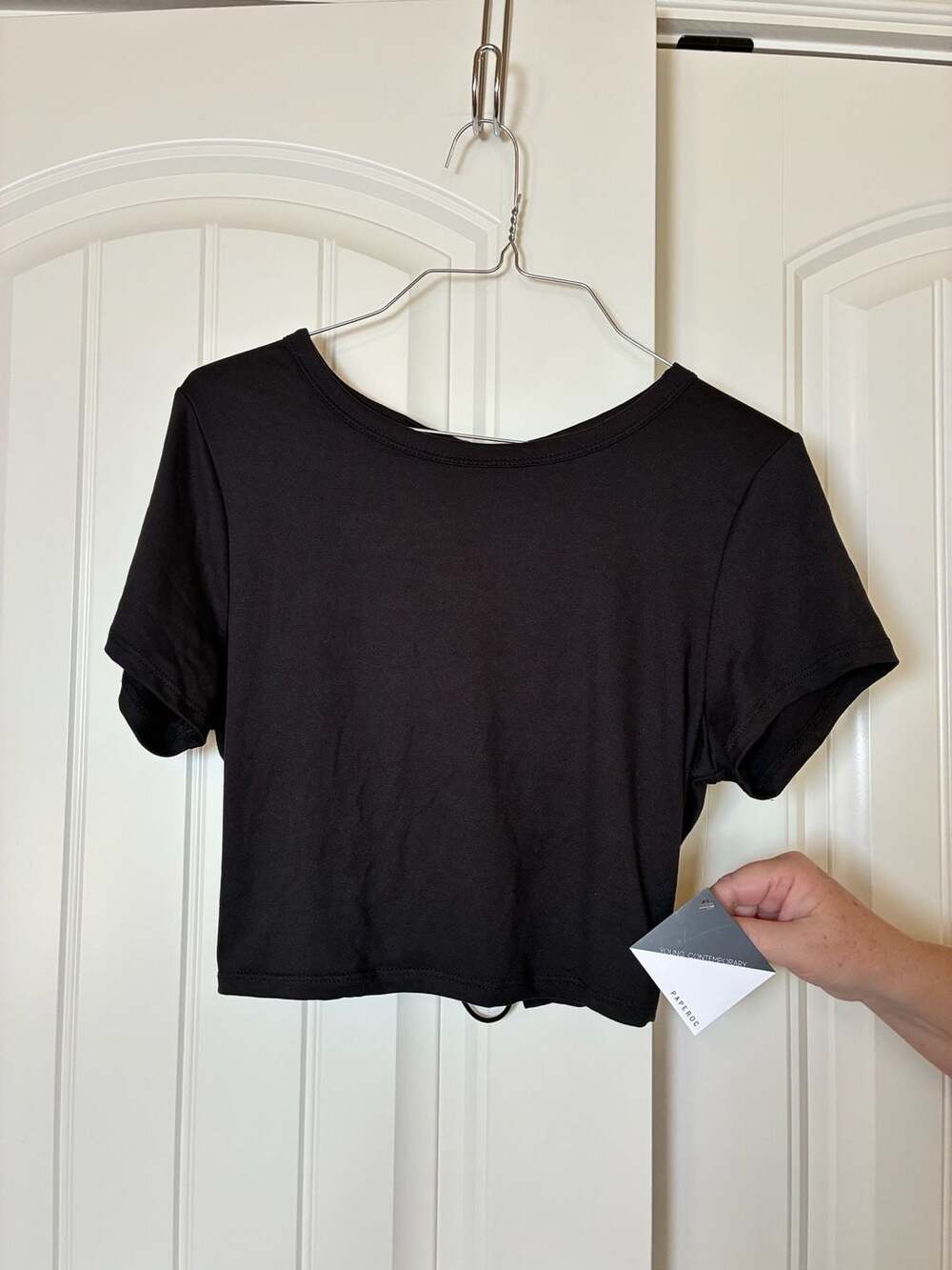 PAPEROC Young Contemporary Black Lace-Up Back Crop Top XL